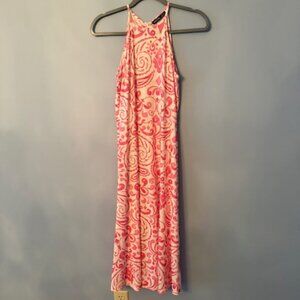 NORACORA Pink/ White Print Sleeveless Sun Dress - Small